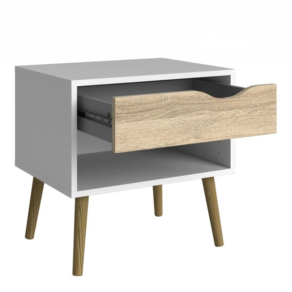Wyld Haus Sapporo 4 Piece Bedroom Set - Wardrobe + 2 Bedsides Table + Chest of Drawers White and Natural Oak Effect