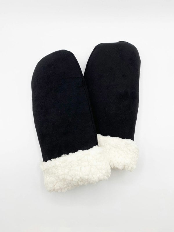 SVNX Faux Suede Mittens With Borg Lining