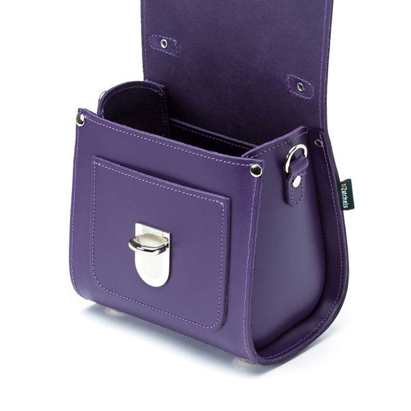 Zatchels Handmade Leather Sugarcube Handbag - Purple