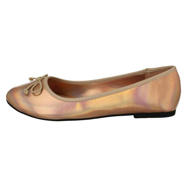 Spot On Ladies Spot On Flat Metallic Ballerina Shoes F80398
