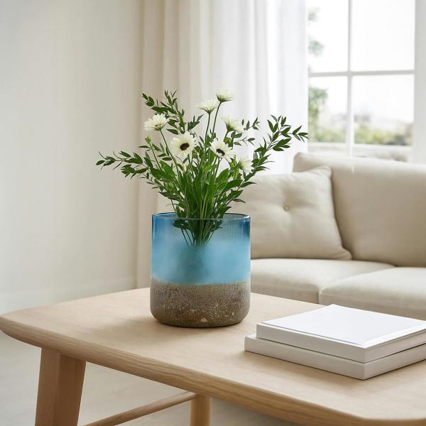 Viso Large Silver Face Round Vase