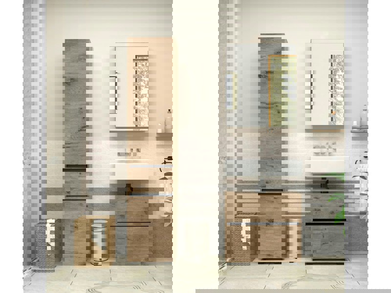 Dorel Home Wisla Hanging Cabinet with Mirror Oak Look