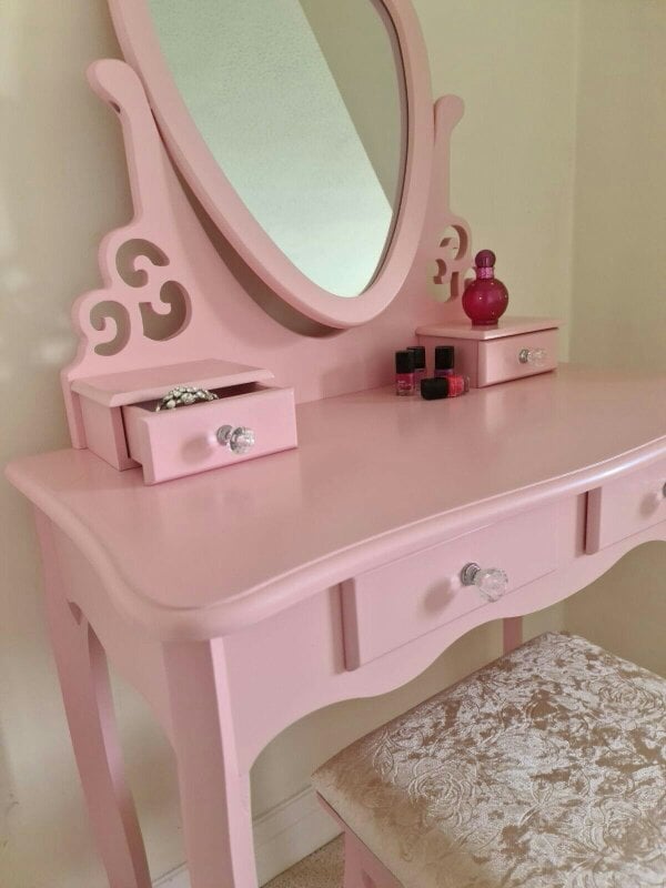 Kosy Koala Dressing Table with Heart Shaped Mirror and Stool Makeup Vanity Mirror Hollywood Table