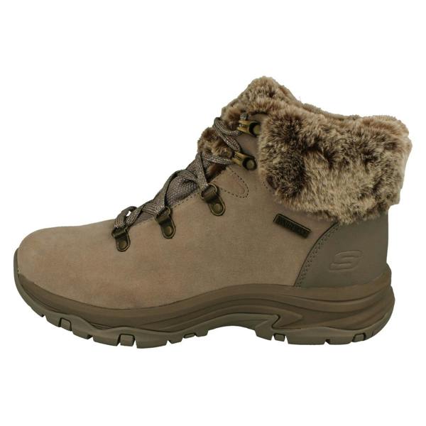 Skechers Ladies Skechers Faux Fur Cuffed Waterproof Ankle Boots Falls Finest 167178
