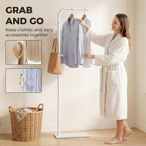 HOMCOM Modern Clothing Rack with 3 Side Hooks, 45 x 25 x 169 cm, White