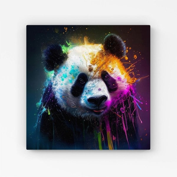 Warren Reed Panda Face Splashart Colourful Canvas