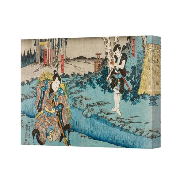 Benjamin Tate Design Canvas Art Print Ukiyoe Scene With Samurai And Traveler 4209