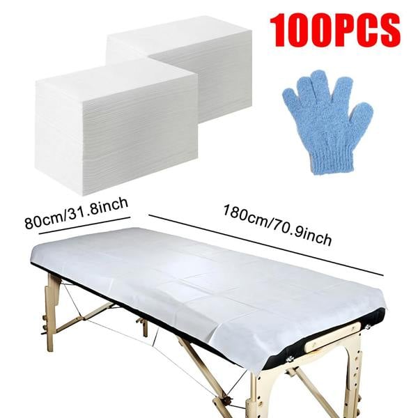 Havendro 100Pcs White Disposable Non-woven Spa Massage Table Sheets Beauty Bed Covers