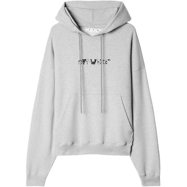 Off-White Off White Face Design Skate Fit Hoodie - Grey