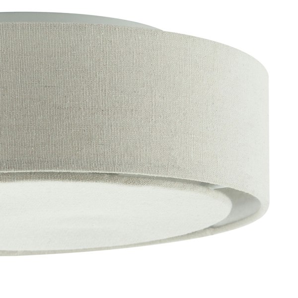 Modern Flush Linen Fabric Ceiling Light Fitting with Diffuser Plate Image 3