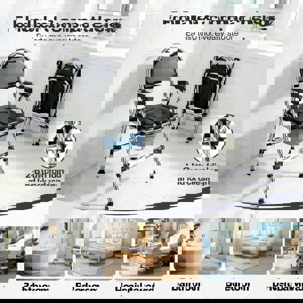 Levede Folding Commode Chair Adjustable Height Bedside Toilet Shower Seat 150kg