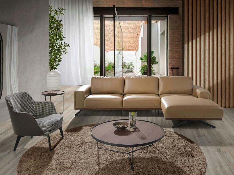 Angel Cerdá Round Corner Table Walnut and Black Steel 2028