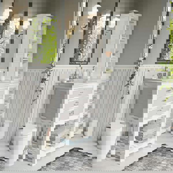 BESLAGSBODEN White Polyresin Freestanding Toilet Brush and Holder