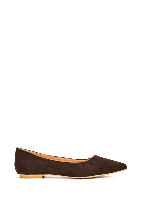 XY LONDON Pointed Toe Low Heel Bridal Ballerina Pump Shoes - Brown