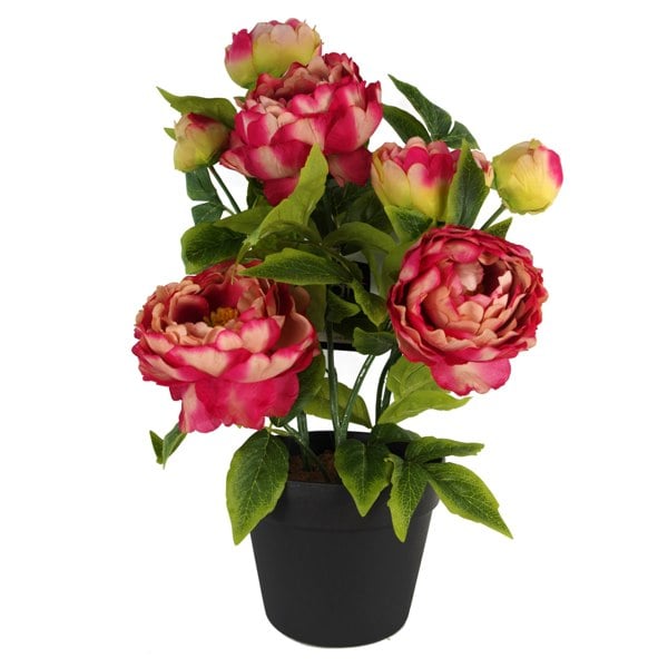 Leaf 52cm Artificial Peony Plant Pink