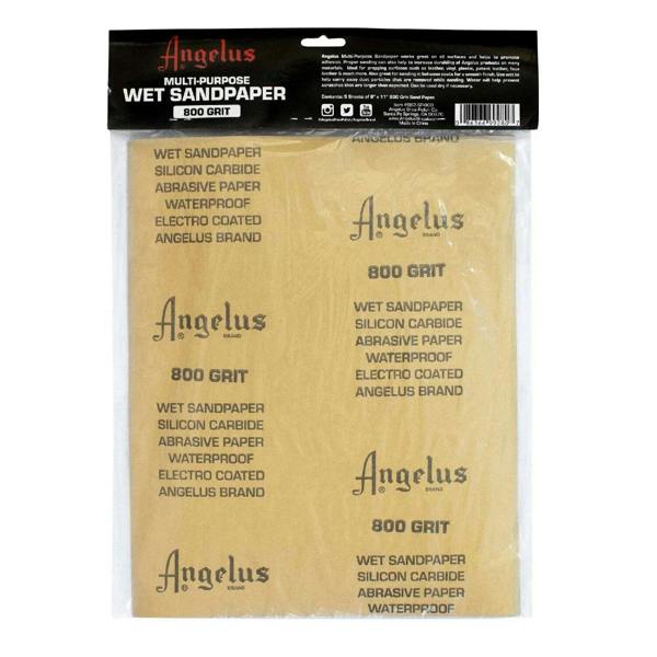 Angelus Wet Sandpaper - Fine 800 Grit for Smoothing Between Coats 5 Pack