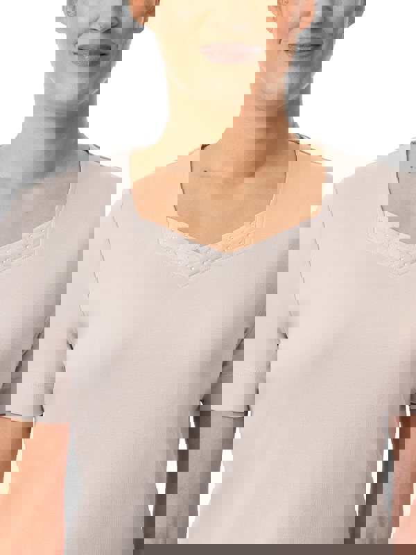 PennyPlain Diamante Sweetheart Neck Top - Cloud