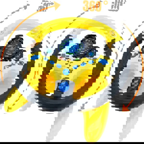 deAO Toys Children's Educational Toys Car Back Seat Driving Steering Wheel Simulation Driving Steering Wheel Toy Yellow