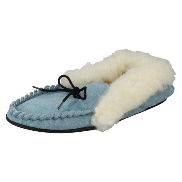 Spot On Ladies Spot On Slip On Slippers Real Suede Moccasin