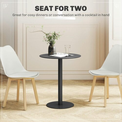 Wyld Haus Lestaguette Metal And Wood Black Round Dining Table With Steel Base 60 x 60cm