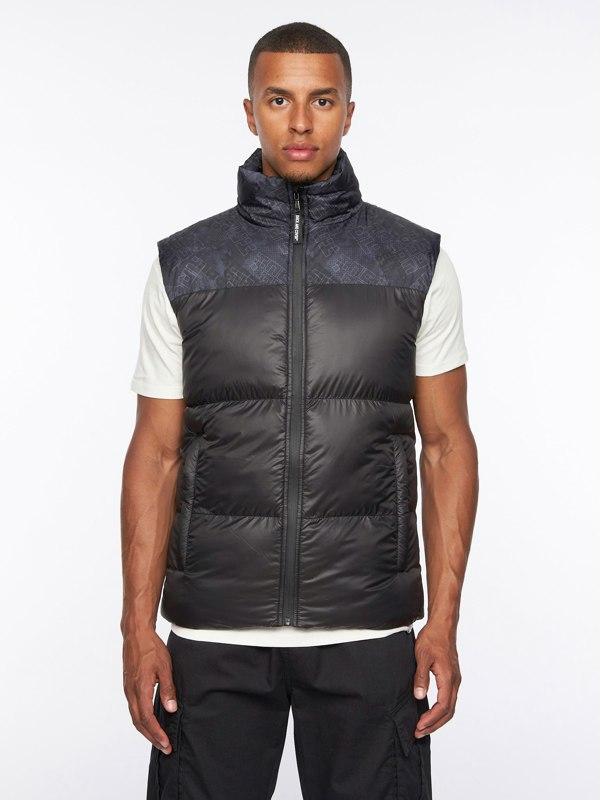 Duck and Cover Romain Padded Gilet Black Camo