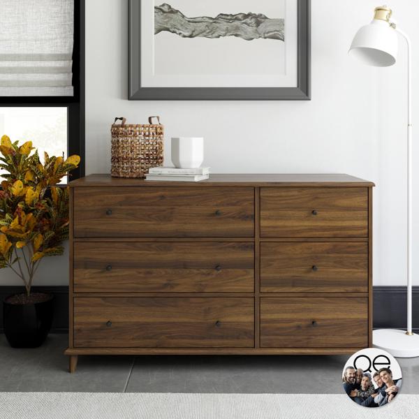 Dorel Home Farnsworth 6 Drawer Dresser Walnut