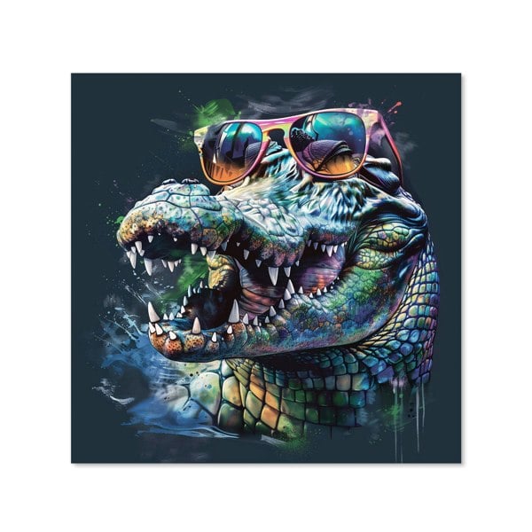 Warren Reed - Designer Crocodile In Glasses Splashart Kitchen Splashback