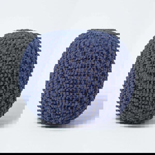 HOMESCAPES Round Cotton Knitted Pouffe Footstool Bean Filled Hand Knitted