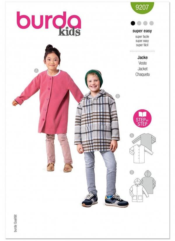 Burda Sewing Pattern 9207 Jackets and Coats For Kids, 4-11 (104-146) - Beginner, Easy