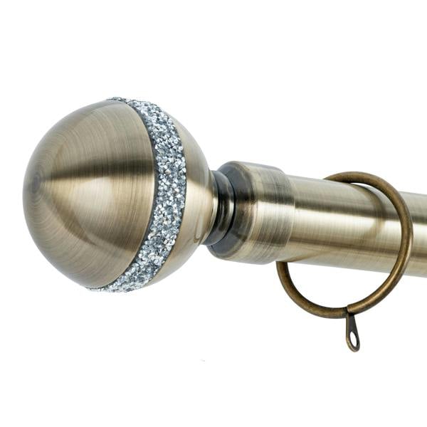 A.Unique Home Diamante Ball Extendable Curtain Pole (25/28mm) (Antique Brass,70cm-120cm)