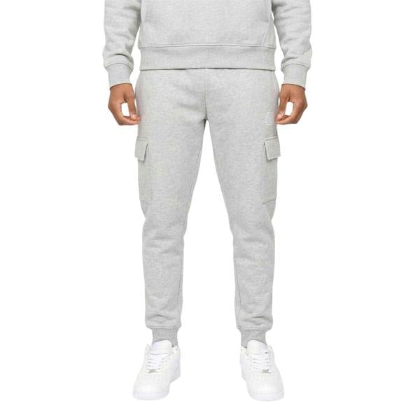 SikSilk Mens Logo Cargo Jogging Bottoms - Grey Marl - 