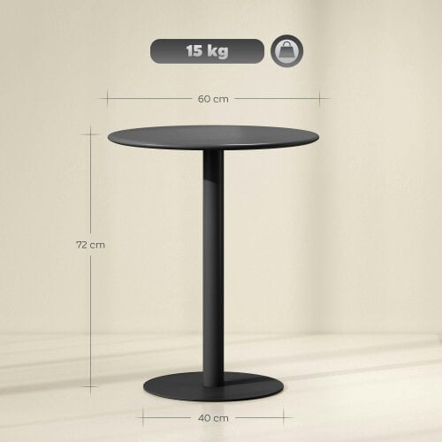 Wyld Haus Lestaguette Metal And Wood Black Round Dining Table With Steel Base 60 x 60cm