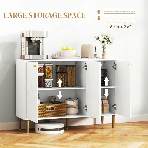 Wyld Haus Rasuno Ledi White And Gold Tone 2 Cupboard with Scandi Line Pattern