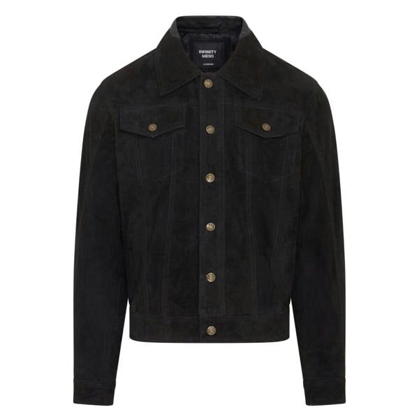 Infinity Leather Mens Trucker Goat Suede Western Leather Jeans Jacket - Yangon