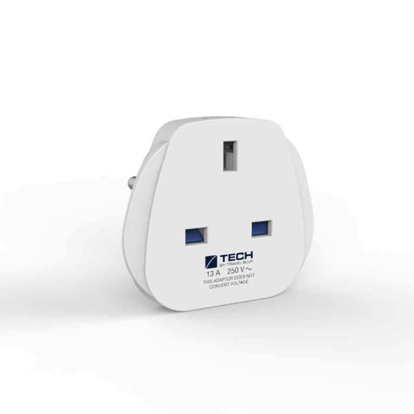 Travel Blue UK to Europe Travel Adaptor Plug (Earthed) | UK 3 Pin to EU 2 Pin Adapter for European Countries except Italy, Switzerland, Denmark