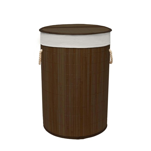 MANTRARAJ 50L Folding Bamboo Laundry Basket Bin Hamper Basket Storage Organizer With Lid And Removable Bag (Dark Brown)