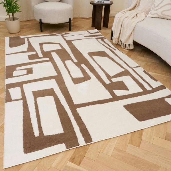 Brown Abstract Rug Family, Pet Friendly – Durable for daily life