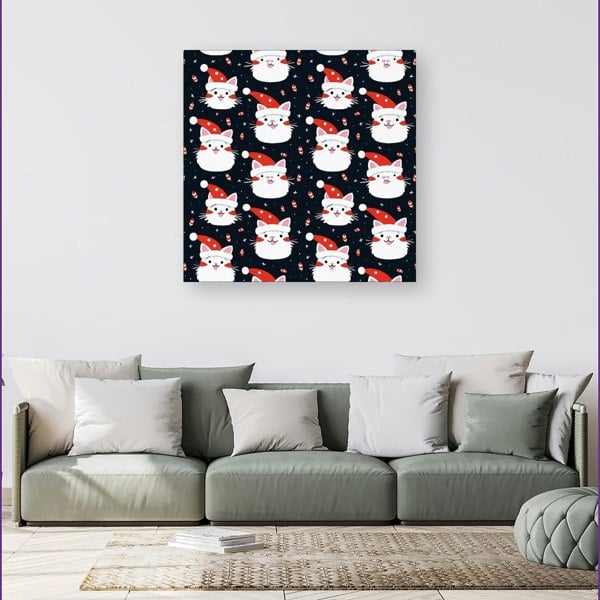 Warren Reed Cute Cats Wearing Santa Claus Hats Canvas