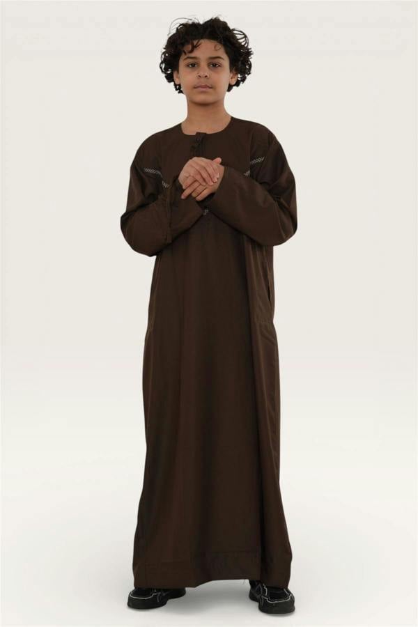 Infinity Leather Kids Boys Moroccan Embroidered Djellaba Islamic Jubba Robe Tassel Ramadan Thobe