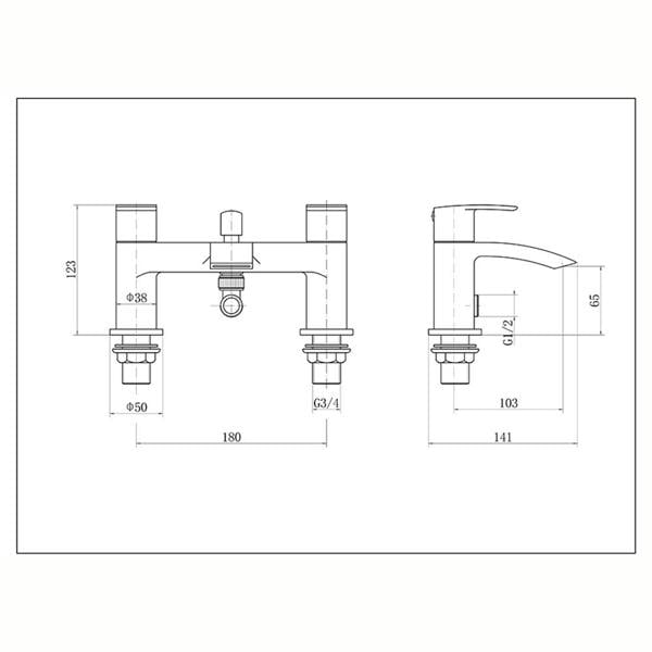 Flode Falun | Bath Shower Mixer | Including Handset and Holder | Chrome
