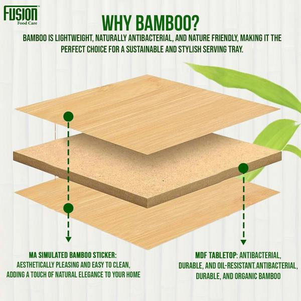Fusion Food Care Bed Tray Table with Folding Legs – Organic Bamboo & MD Built-in Side Handles Lap Tray for Eating, Reading & Working