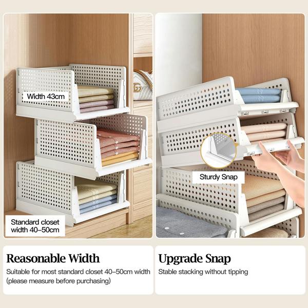 Living and Home 4pcs Stackable PP Pull-Out Wardrobe Organiser Drawers
