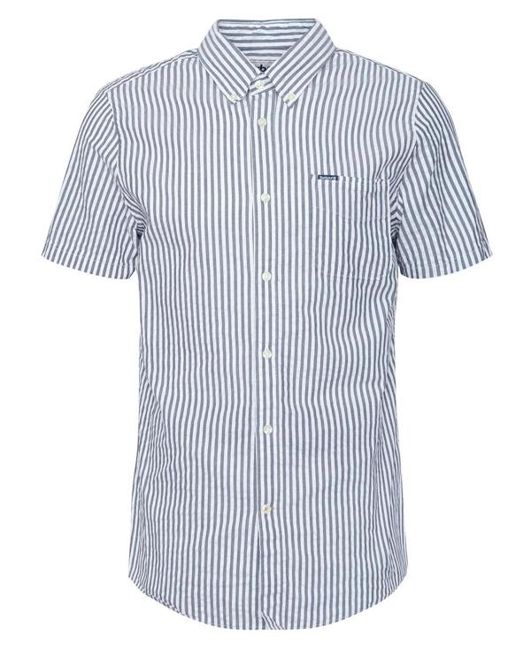 Barbour Cresswell Seersucker Regular Short-Sleeved Shirt - Classic Navy