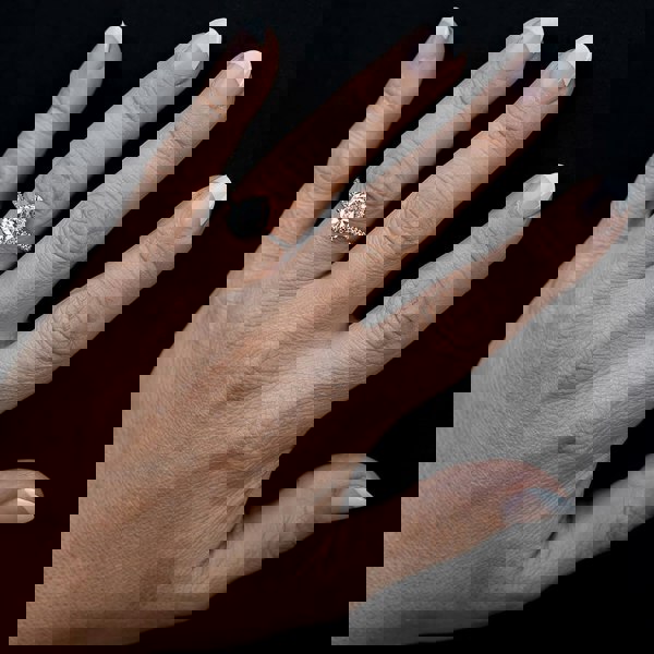 Starbright Rose Pear-Cut Cubic Zirconia Halo Shouldered Ring R6163 3A RGP