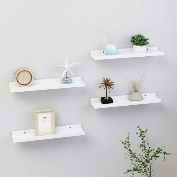 Berkfield Wall Shelves 4 pcs White 40x9x3 cm