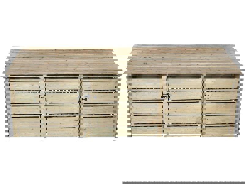 Arbor Garden Solutions Slatted Wooden Log Store with Doors and Shelf W-335cm, H-126cm or 180cm, D-88cm
