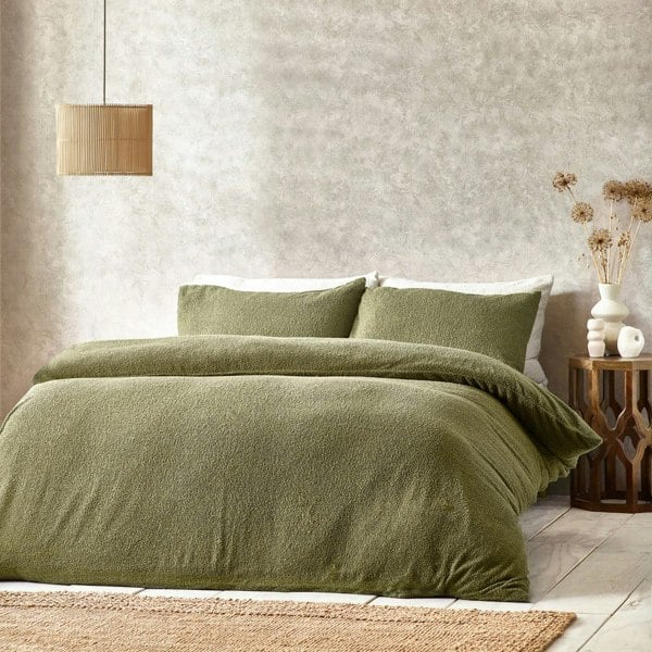 Yard Bouclé Textured Duvet Cover Set - Olive