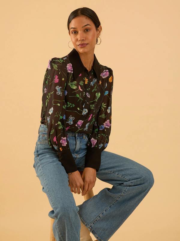 Rose & Nancy Flora Black Floral Print Shirt