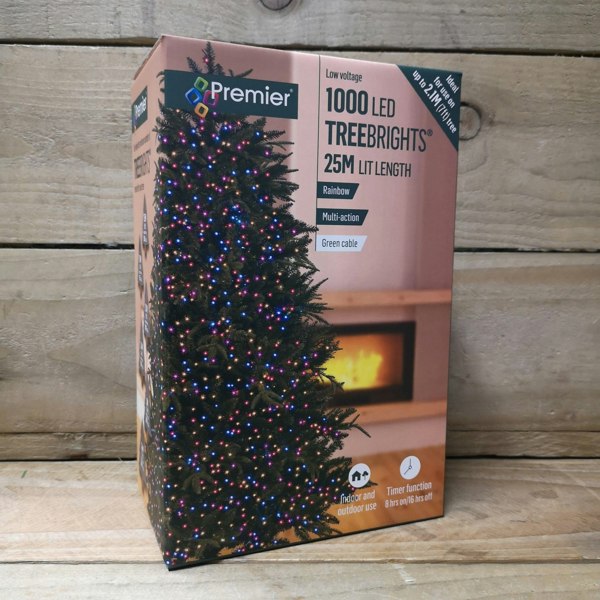 Samuel Alexander 1000 LED 25m Indoor Outdoor Christmas Multi Function Mains Operated String Lights with Timer in Rainbow