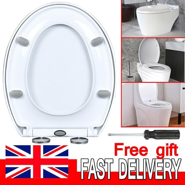 Havendro Soft Close Toilet Seat White Bathroom Oval Heavy Duty Universal Hinges Anti Slam